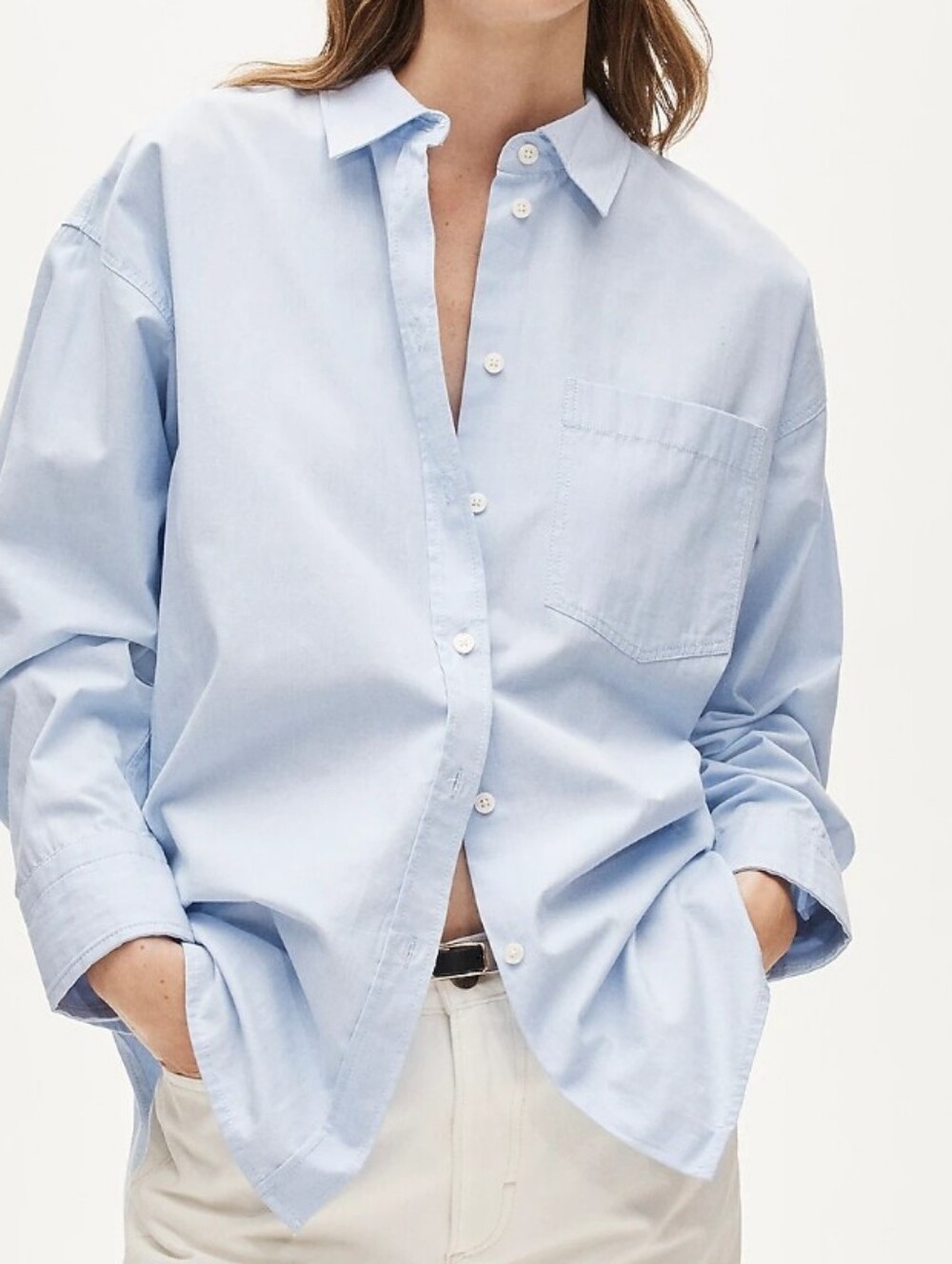 J. Crew Etienne Oversized Fit Button Up Shirt In Light Oxford Blue Eoe Wash
